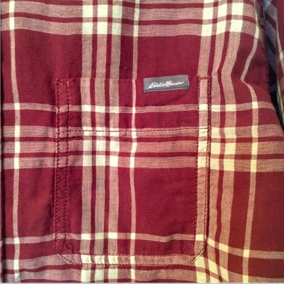 EDDIE BAUER Shirt Classic Fit Red and White Size TL - Picture 4 of 6